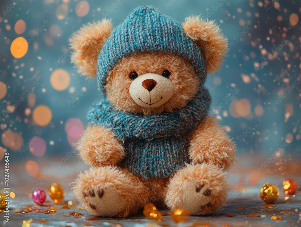 teddy bear with happy new year and Christmas concept teddy bear with happy new year and Christmas concept