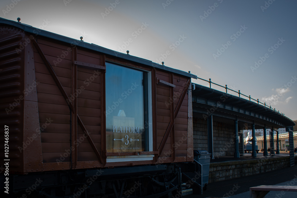 train cargo container at old train station sunset train cargo container at old train station sunset
