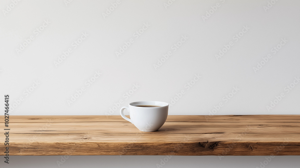 Minimalist Wooden Table with Coffee Cup Minimalist Wooden Table with Coffee Cup