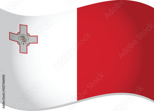 Malta 3D Flag Waving Vector
