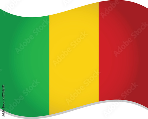 Mali 3D Flag Waving in Air Vector