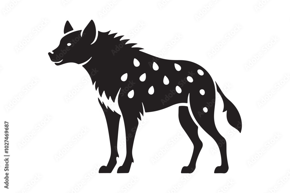 Fototapeta premium Fierce Hyena Silhouette Vector – High-Quality Printable Graphic for Merchandise & Décor