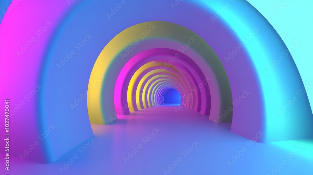 Fototapeta premium Vibrant Tunnel of Colorful Loops and Curves