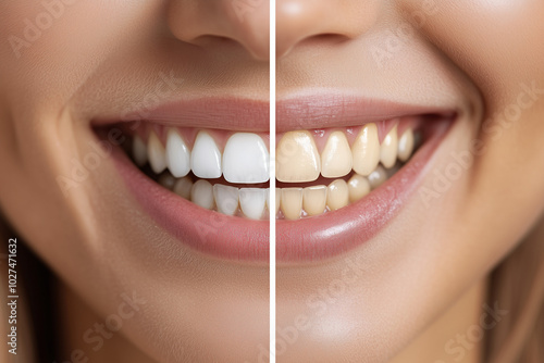 Before and after comparison of teeth whitening results