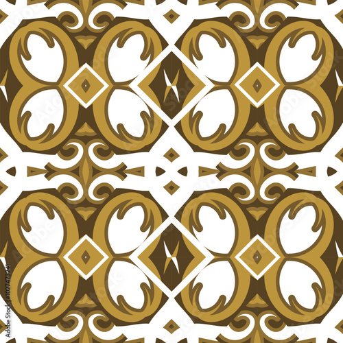 Elegant seamless pattern in gold, white and brown colors. Vector illustration photo