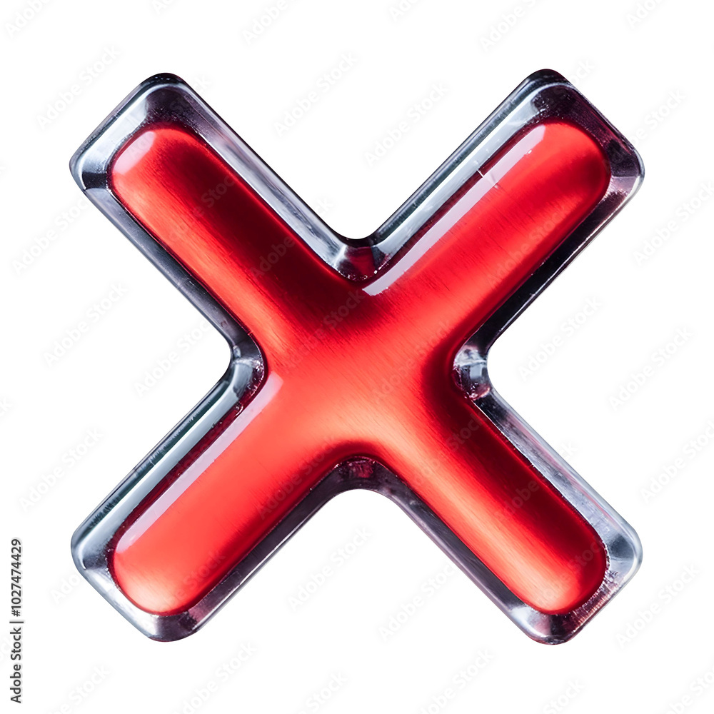 Shiny Red X Sign on Black Surface Shiny Red X Sign on Black Surface