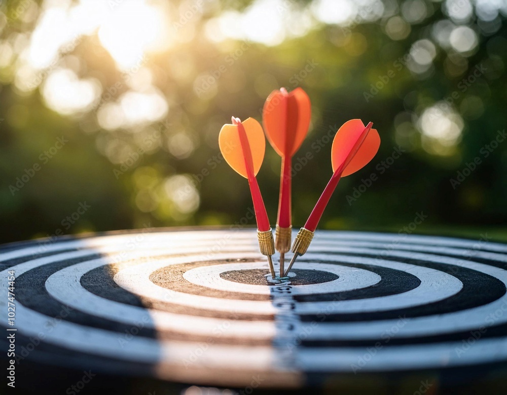 Hitting a target and achieving goals featuring elements like a bullseye, arrows, and targets representing precision, focus, and success. Hitting a target and achieving goals featuring elements like a bullseye, arrows, and targets representing precision, focus, and success.