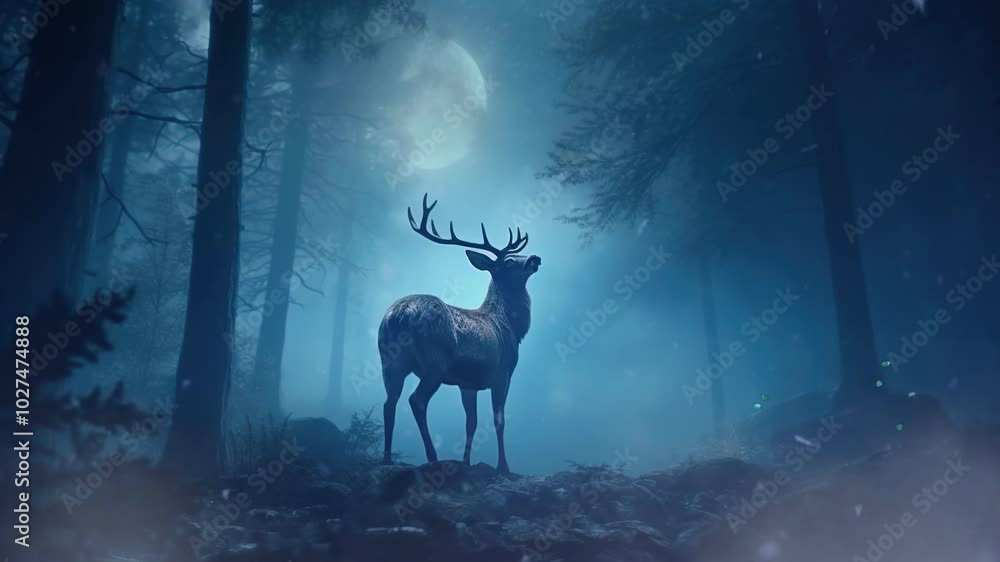 An elegant deer with antlers stands in a snowy forest, surrounded by frosted trees, capturing the serene essence of winter wildlife. An elegant deer with antlers stands in a snowy forest, surrounded by frosted trees, capturing the serene essence of winter wildlife.