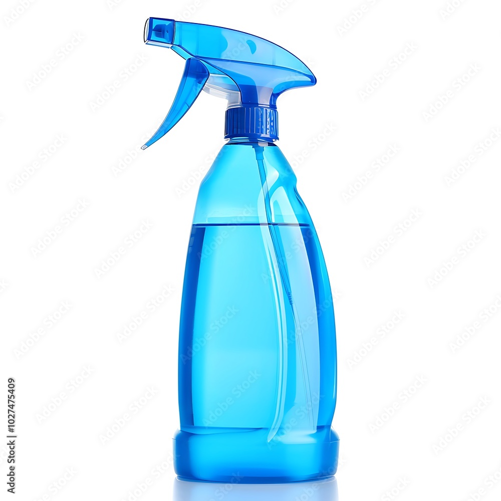 Blue detergent in a spray bottle isolated on white background Blue detergent in a spray bottle isolated on white background