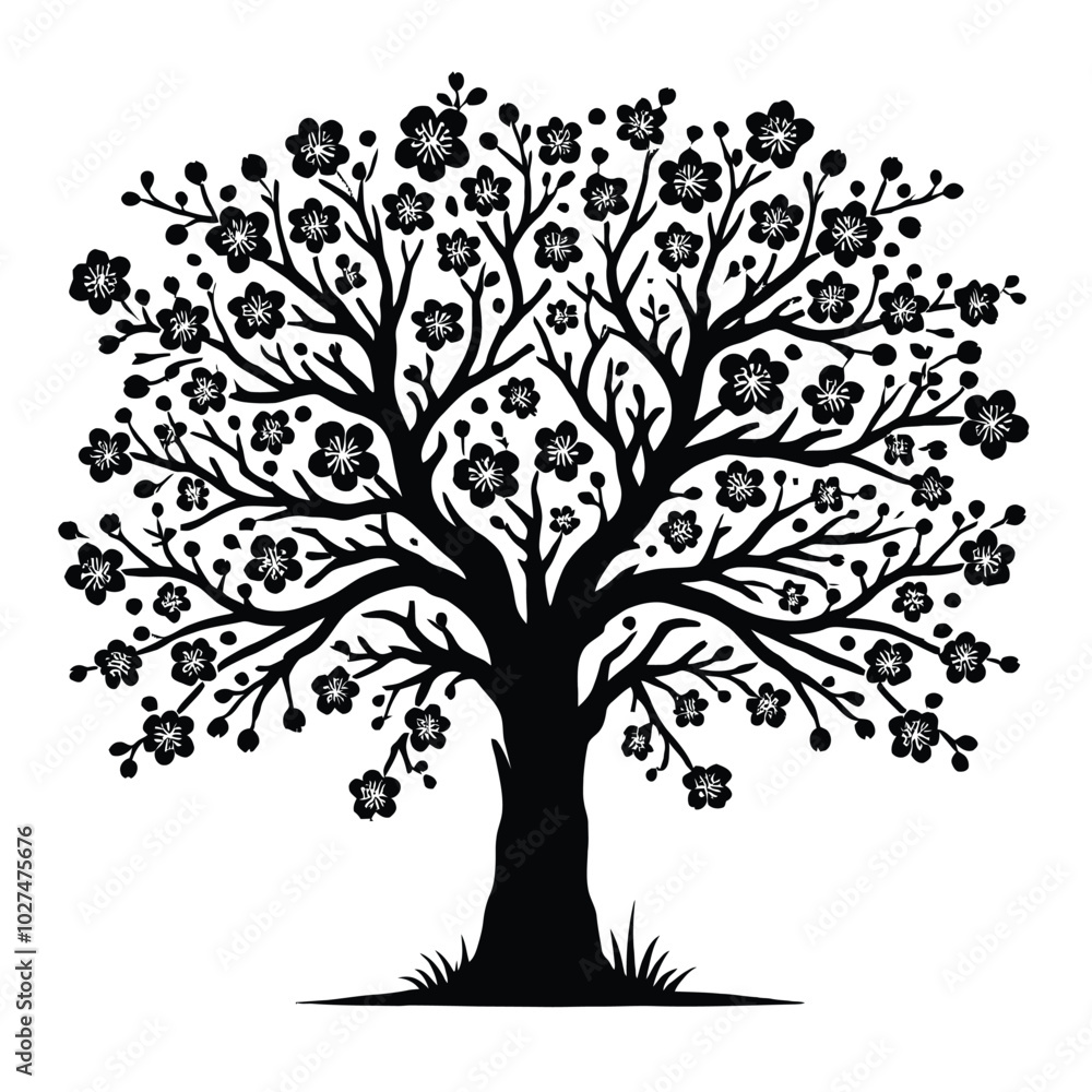 Obraz premium Blossoming Tree Silhouette