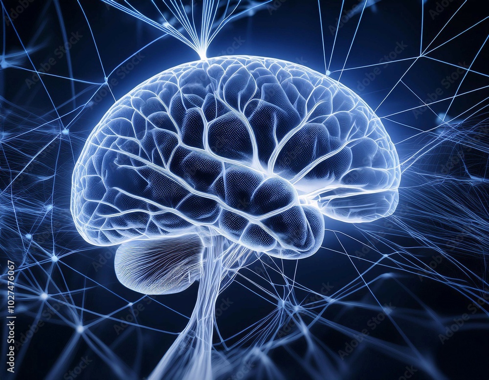 Brain and neural network illustrations representing intelligence and ...
