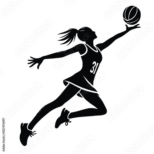 Netball Silhouette Action