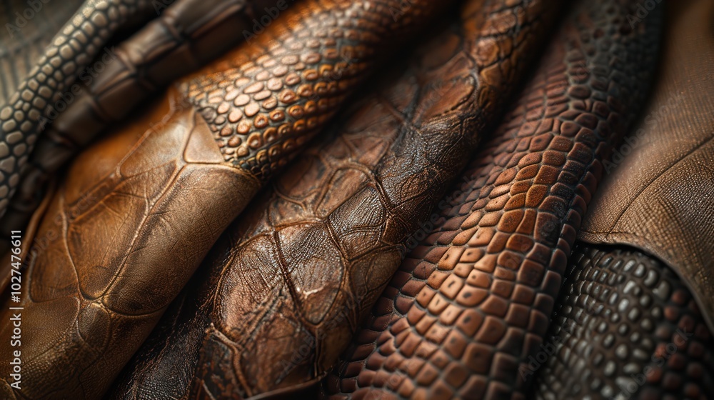 Close up of various leather textures and colors of crocodile Close up of various leather textures and colors of crocodile
