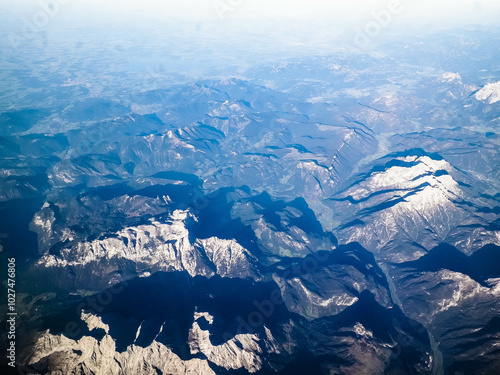 Alps from plane window. photo