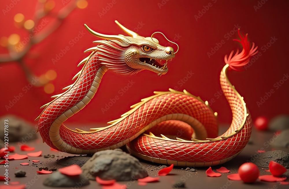 Obraz premium Golden snake, chinese new year