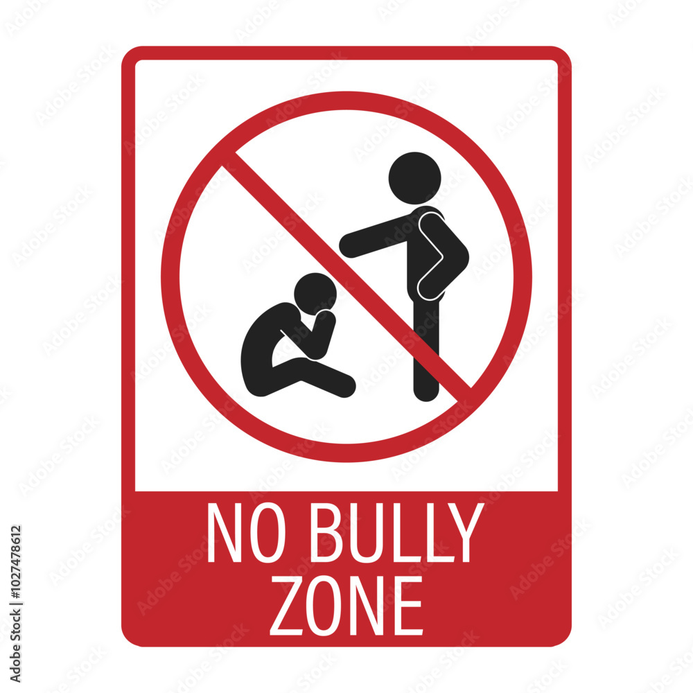 Isolated pictogram do not bully, no bully zone, for school and children label safety sign Isolated pictogram do not bully, no bully zone, for school and children label safety sign
