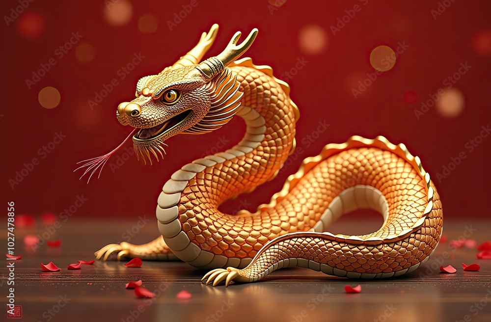 Obraz premium Golden snake, chinese new year