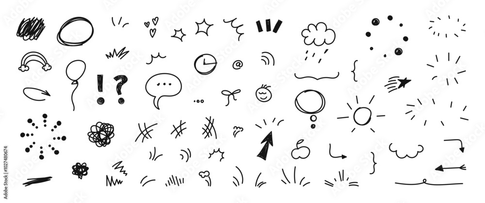 Line shape marker underline, arrow, heart brush element set. Hand drawn sketch marker underline shape, arrow, heart scribble brush pen stroke element. graphic icons. Childish naive vector illustration Line shape marker underline, arrow, heart brush element set. Hand drawn sketch marker underline shape, arrow, heart scribble brush pen stroke element. graphic icons. Childish naive vector illustration