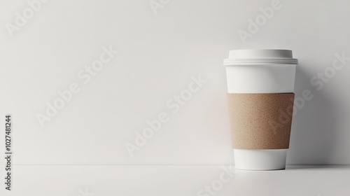 Minimalist Coffee Cup on White Background