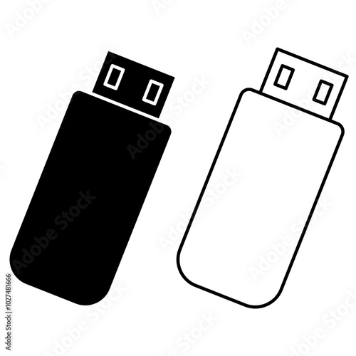 Vector usb flash drive vector icon, isolated on white