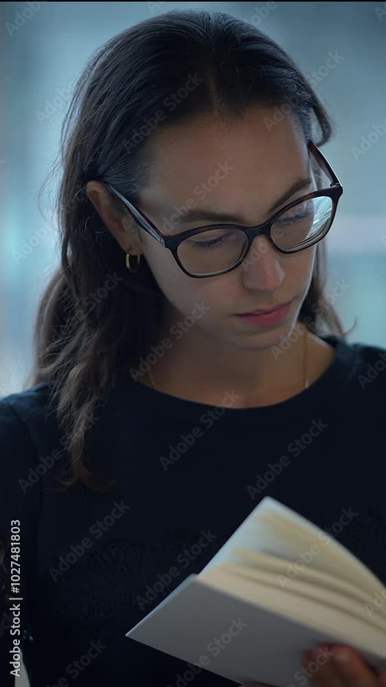 A Woman Immersed in Reading a Book in a Stylish and Modern Living Space Environment A Woman Immersed in Reading a Book in a Stylish and Modern Living Space Environment
