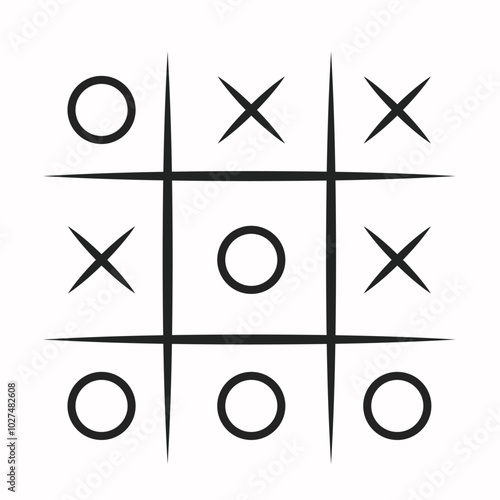Tic-tac-toe playing field with thin sharp lines. Classic black game tic-tac-toe. Flat vector design. EPS 10