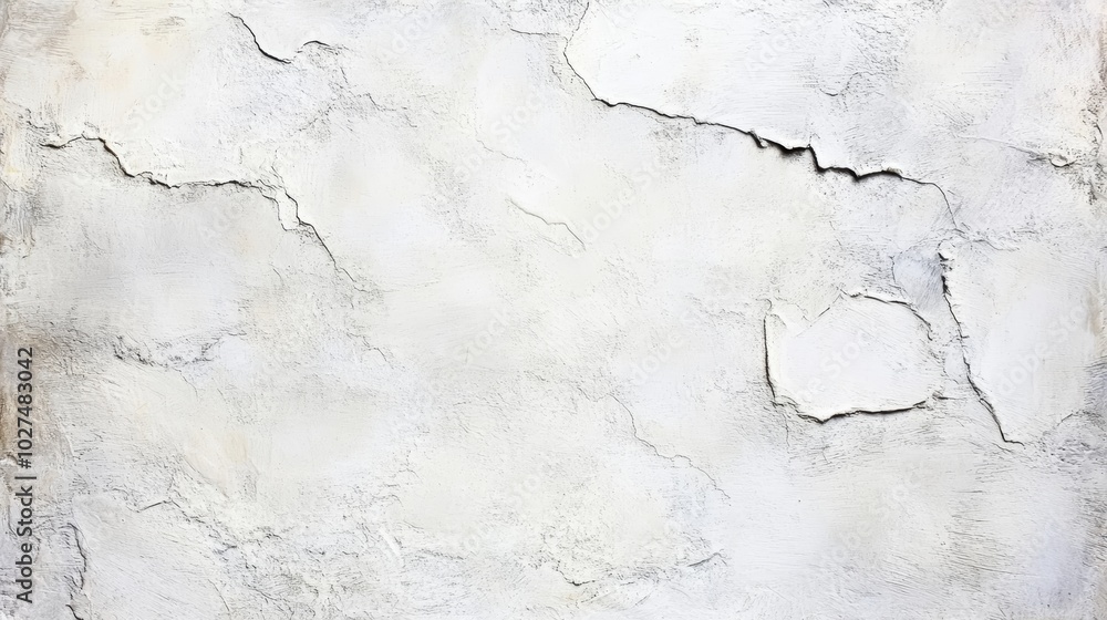 Fototapeta premium Closeup of peeling white paint on a wall, revealing abstract texture and layers of surface
