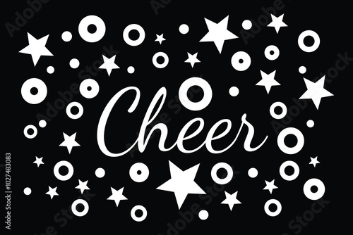 Cheer Art in White is a cheerleading design that is great for shirts, promotional items and advertising. The cheerleader art includes Cheer text and fun, exciting graphics.