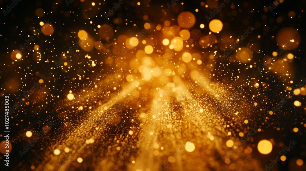 Glittering Gold Sparkles and Bokeh on a Dark Background Glittering Gold Sparkles and Bokeh on a Dark Background