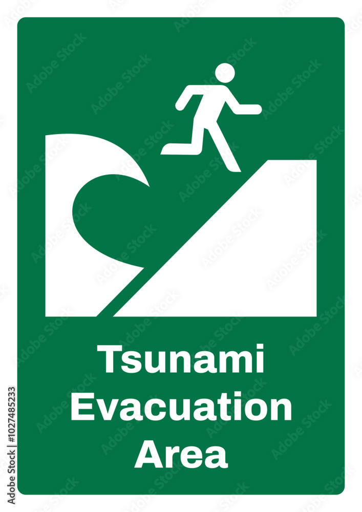 OSHA/ANSI emergency and first aid safety signs sentence case text_tsunami evacuation area_portrait size a4/a3/a2/a1 OSHA/ANSI emergency and first aid safety signs sentence case text_tsunami evacuation area_portrait size a4/a3/a2/a1
