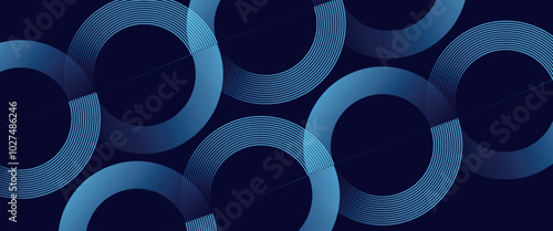 Abstract blue glowing geometric lines on dark blue background. Modern shiny blue circle lines pattern. Futuristic technology concept.vector