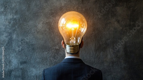 a lightbulb over a person's head, symbolizing a creative idea or brainchild coming to life