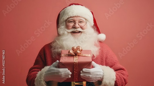 Show Santas nonchalant gesture with an improvisational gift