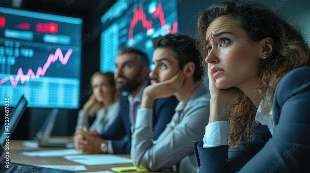 Obraz premium Executives Facing Business Challenges in Meeting Room