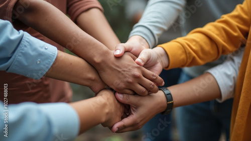 Multicultural Diversity Handshake: Togetherness and Community Photo with Diverse Skin Colors on Transparent Background for Unity Campaigns