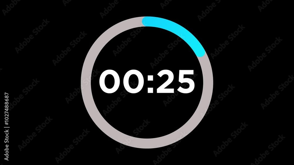Rounded circle countdown timer 30 seconds animation on Black Background Rounded circle countdown timer 30 seconds animation on Black Background