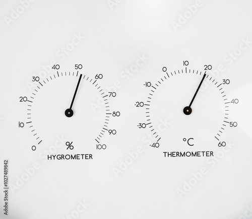 Quadro su tela Thermometer with Hydrometer. Weather Measurement