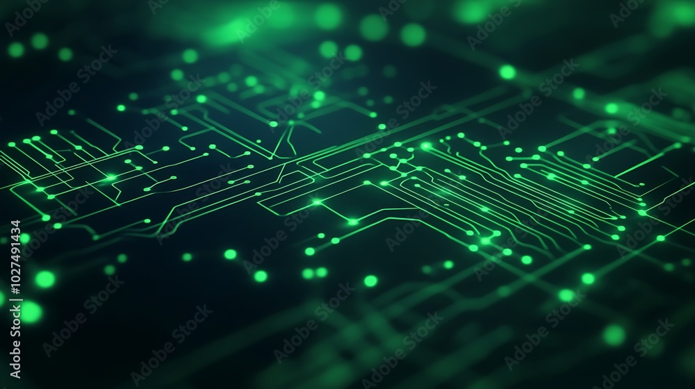Abstract glowing green circuit board pattern. Abstract glowing green circuit board pattern.