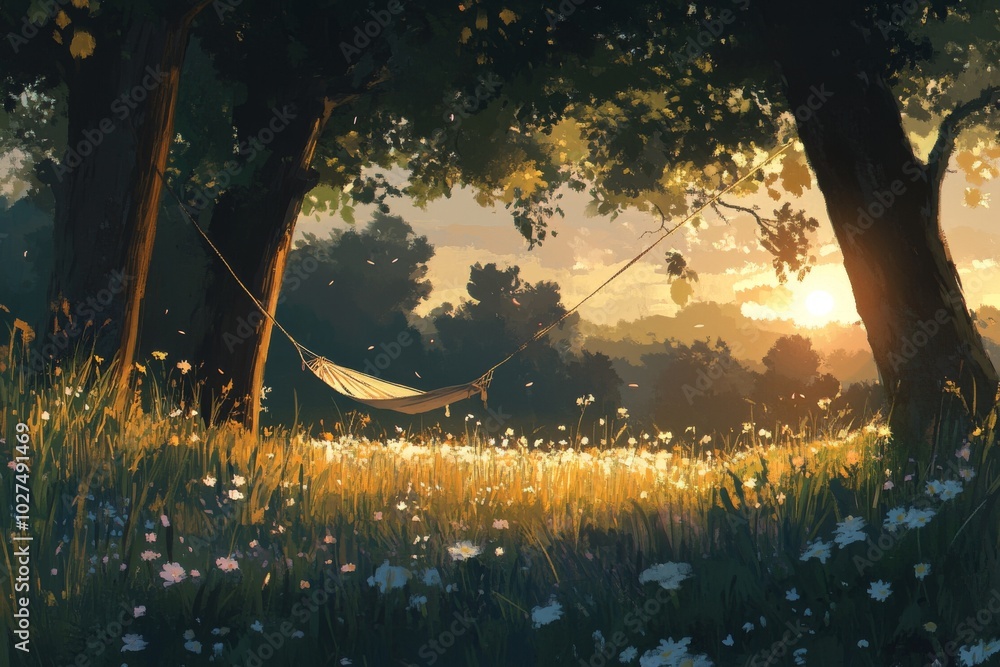 Golden Hour Hammock in a Meadow Golden Hour Hammock in a Meadow