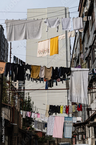 clothes drying in the sun