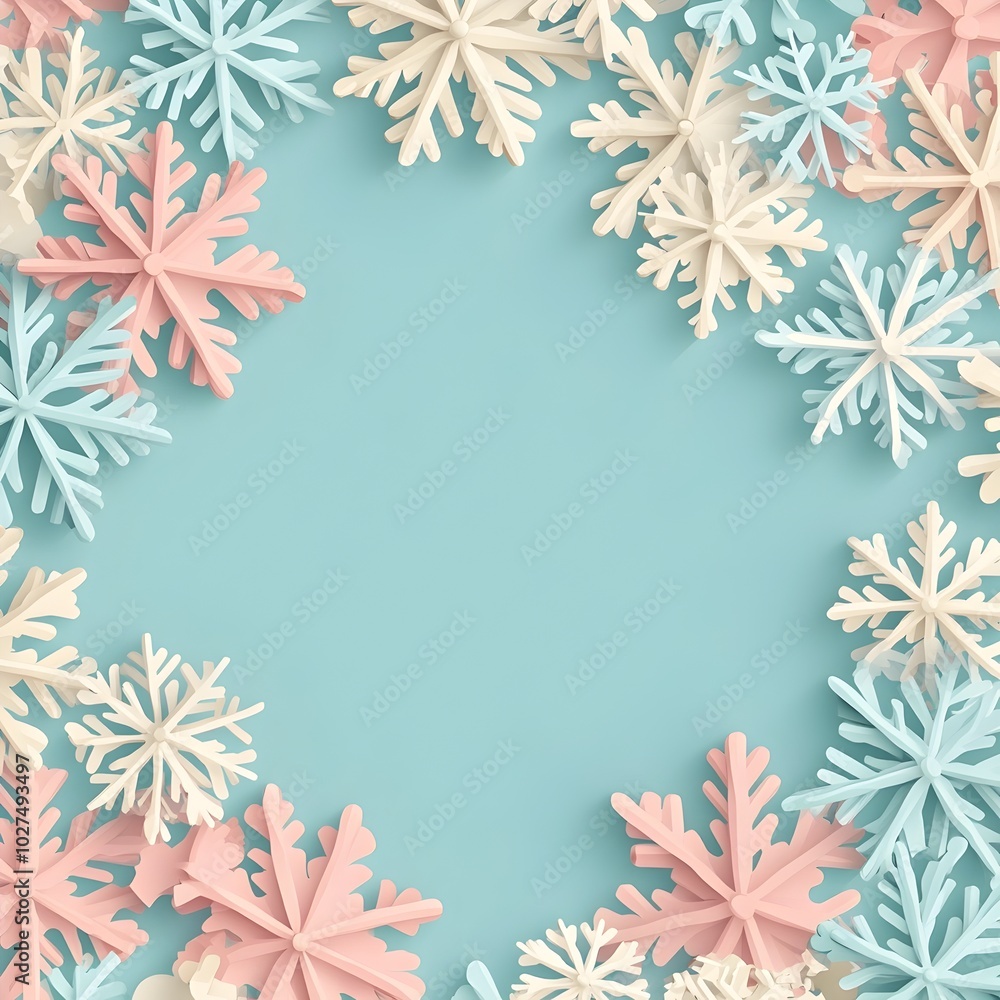 Colorful Festive Snowflake Pattern Background with Flat Design Colorful Festive Snowflake Pattern Background with Flat Design
