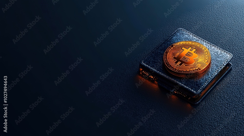 Digital Currency Concept with Bitcoin Wallet and Coin Digital Currency Concept with Bitcoin Wallet and Coin