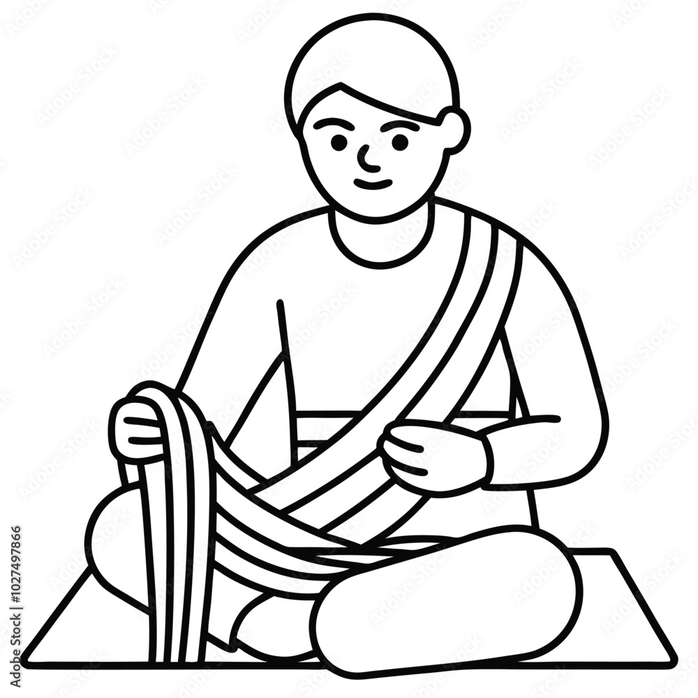 A man weaving outline vector art illustration A man weaving outline vector art illustration