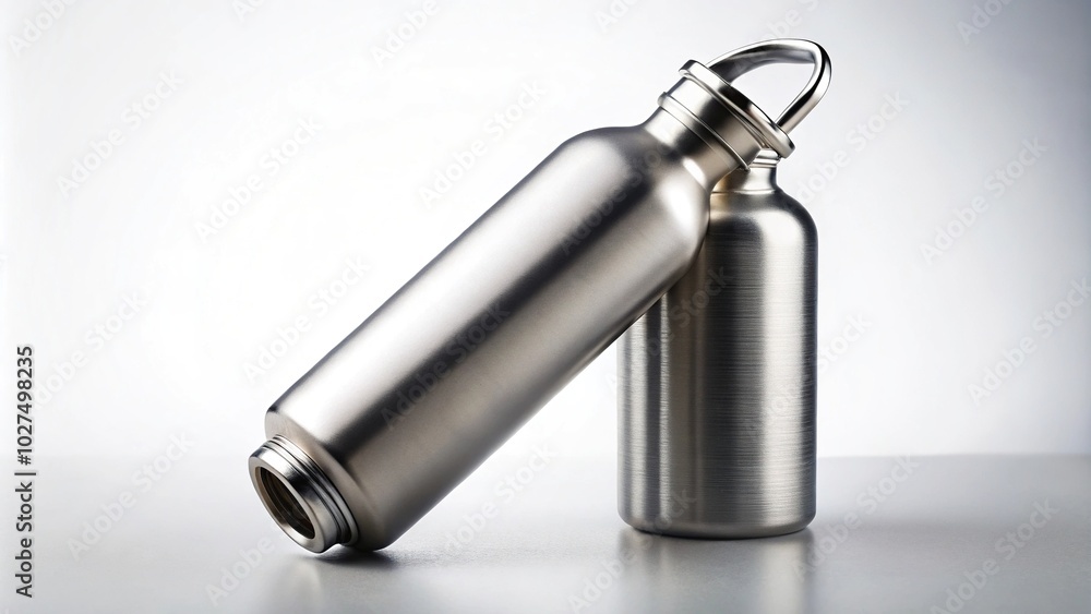 Contemporary stainless steel water bottle isolated on white background Contemporary stainless steel water bottle isolated on white background