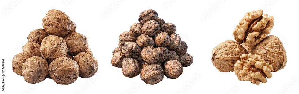 Isolated Walnuts on Transparent Background Isolated Walnuts on Transparent Background
