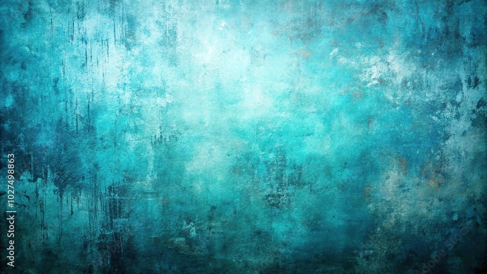 Fototapeta premium Cool abstract art with grunge texture and cyan tones
