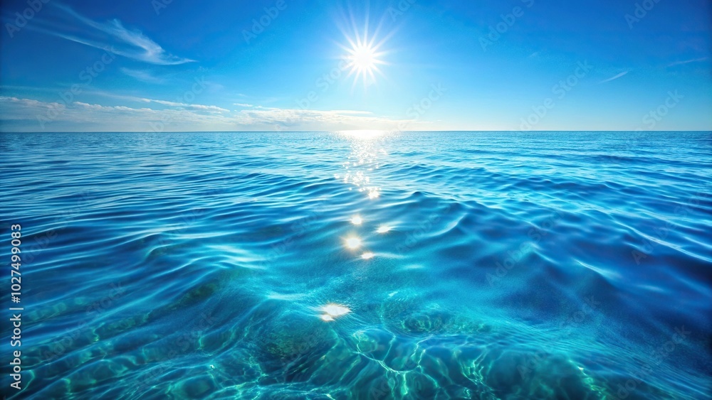 Obraz premium Cool blue ocean background with sunlit ripples