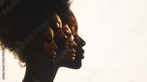 Woman Face Silhouette in Profile with a Graceful Gesture photo