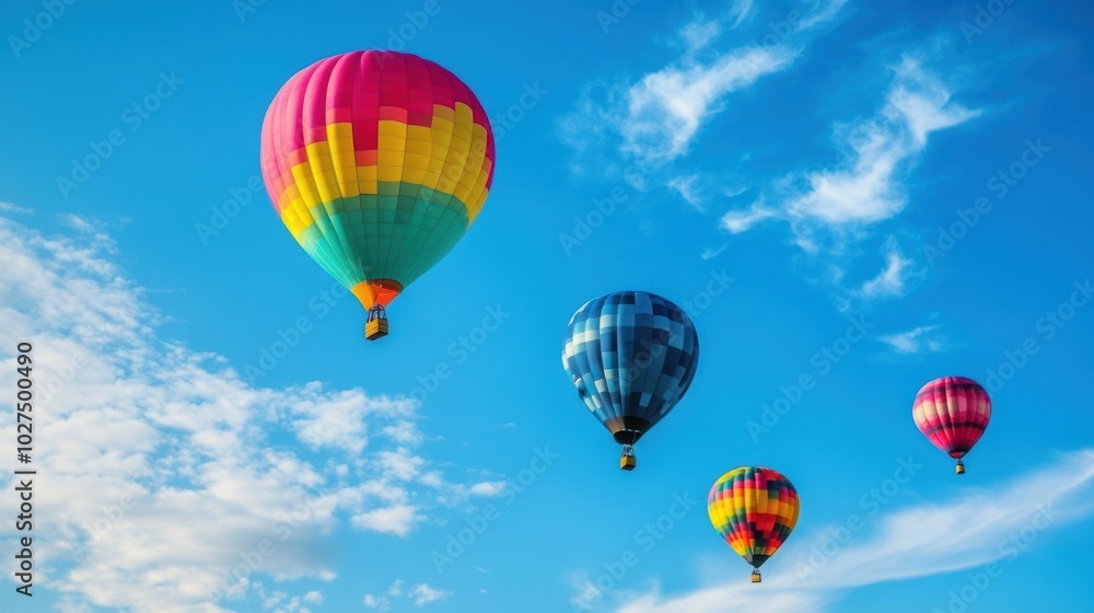 A joyful display of colorful balloons drifts through a bright blue sky, creating a cheerful atmosphere filled with wonder and delight. Generative AI A joyful display of colorful balloons drifts through a bright blue sky, creating a cheerful atmosphere filled with wonder and delight. Generative AI