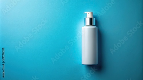 Cosmetics bottle mockup with blue background